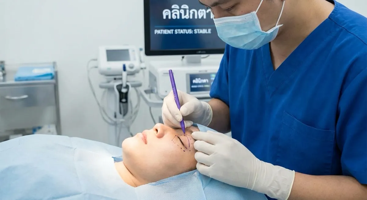 Blepharoplasty procedure at a clinic in Bangkok