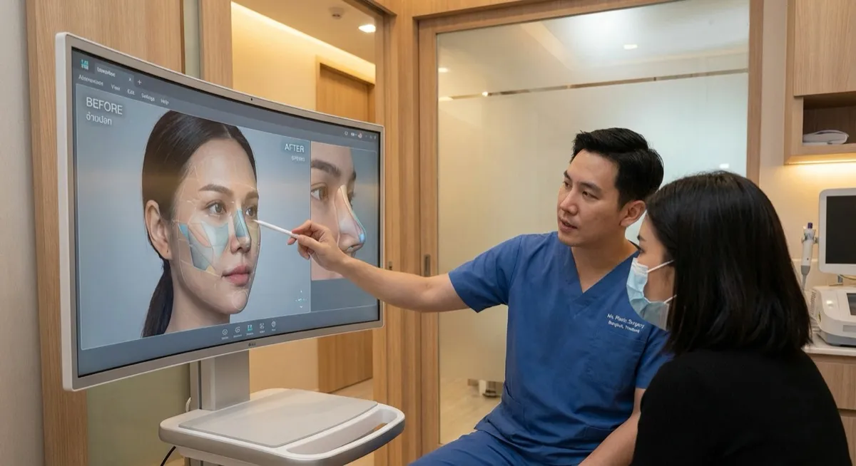 Rhinoplasty procedure at a clinic in Thailand